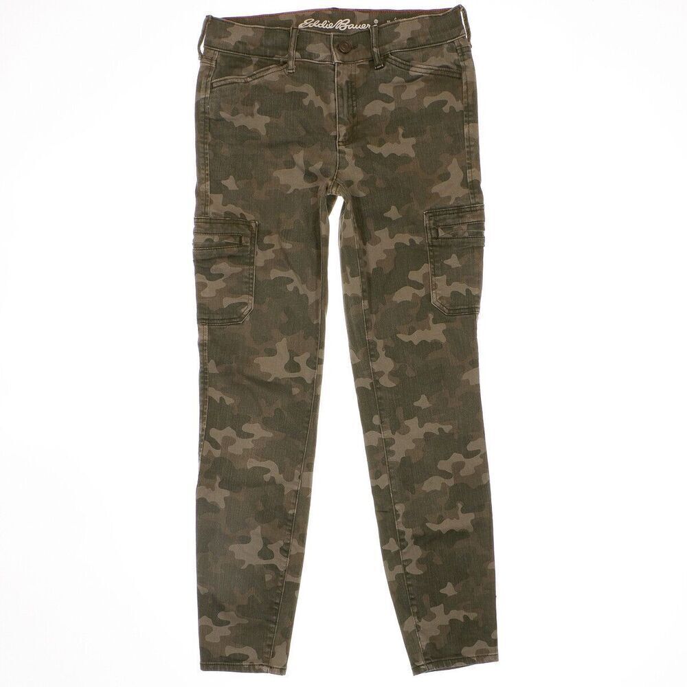 Eddie Bauer Curvy Skinny Cargo Jeans Size 4 Womens Camouflage Stretch 27x27
